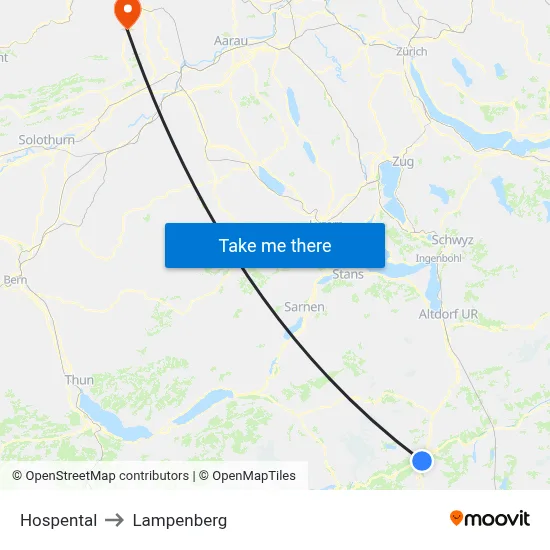 Hospental to Lampenberg map
