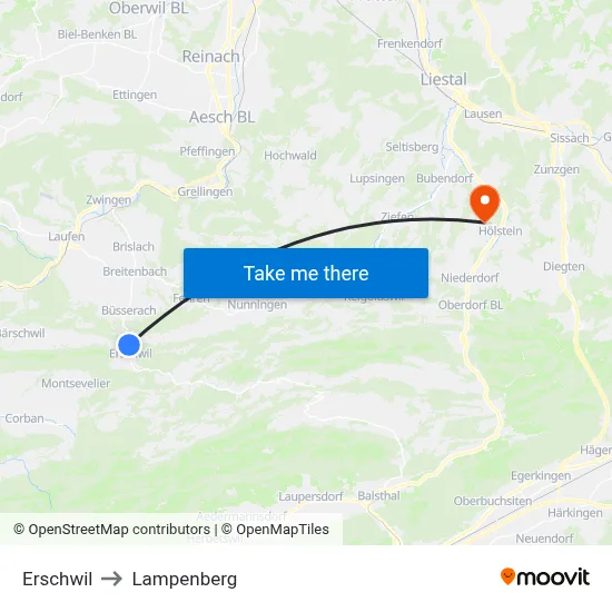 Erschwil to Lampenberg map