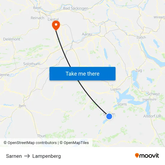 Sarnen to Lampenberg map