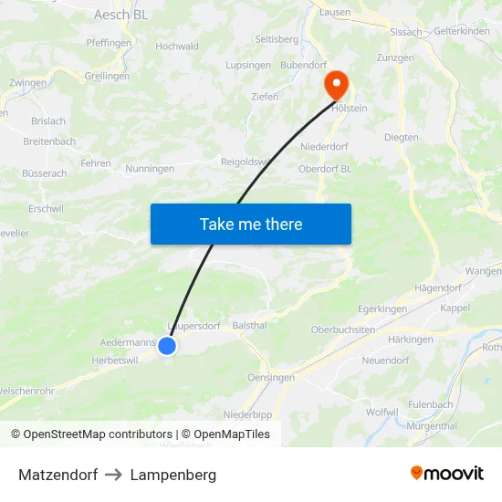 Matzendorf to Lampenberg map
