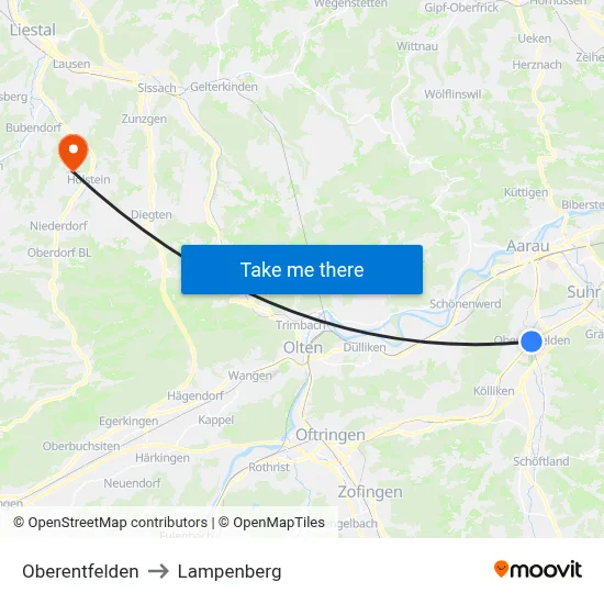 Oberentfelden to Lampenberg map