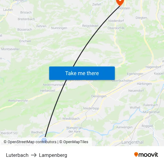 Luterbach to Lampenberg map