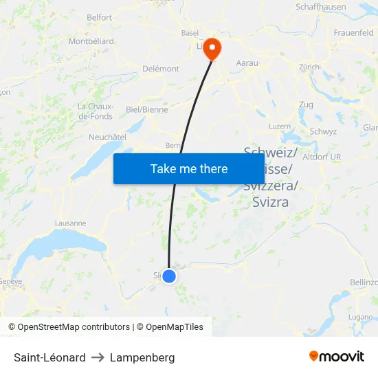 Saint-Léonard to Lampenberg map