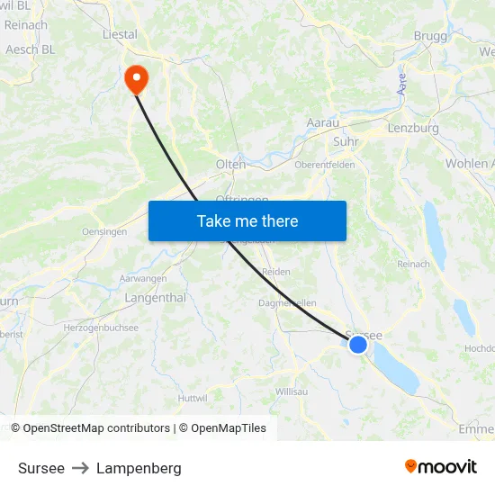 Sursee to Lampenberg map