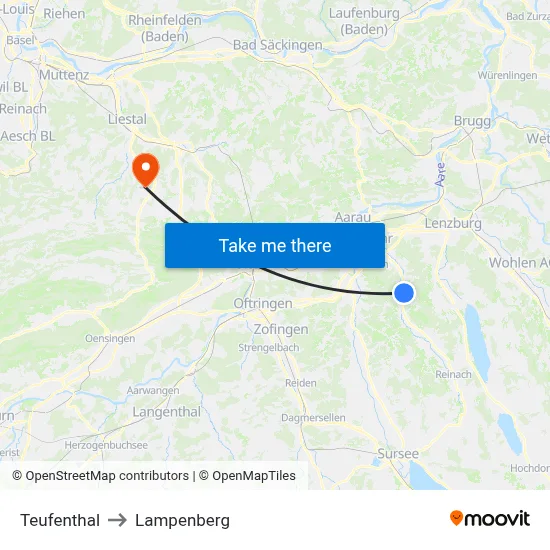 Teufenthal to Lampenberg map