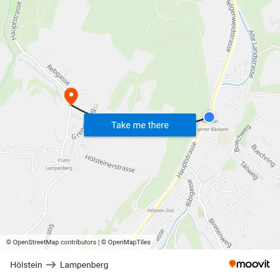 Hölstein to Lampenberg map