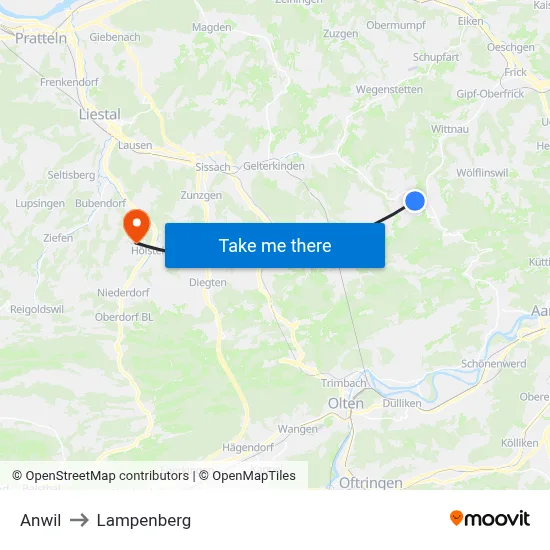 Anwil to Lampenberg map