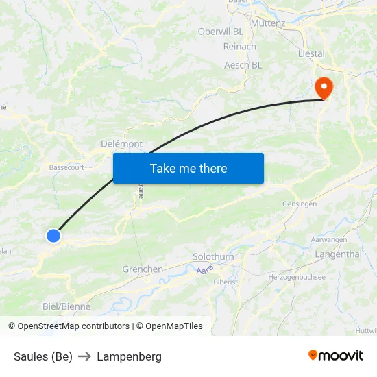 Saules (Be) to Lampenberg map