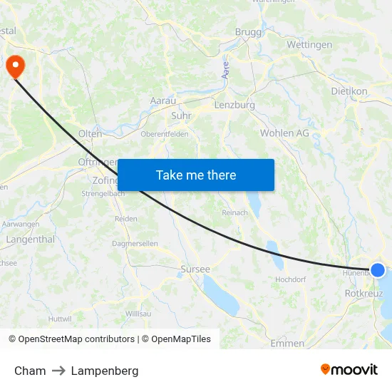 Cham to Lampenberg map