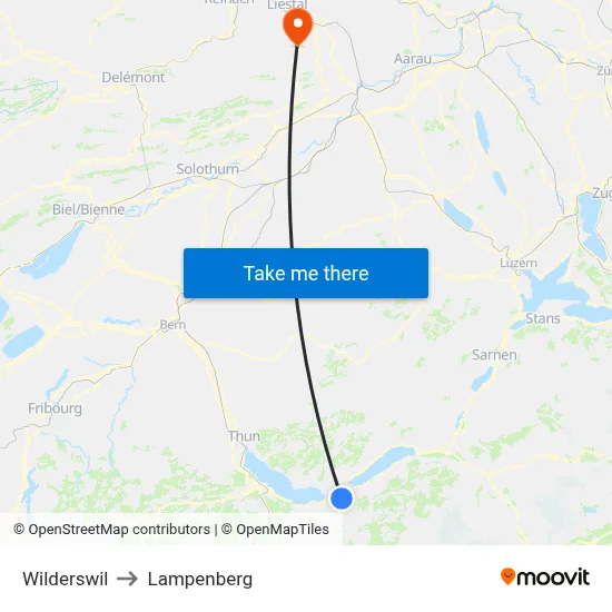 Wilderswil to Lampenberg map