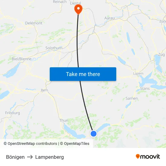 Bönigen to Lampenberg map