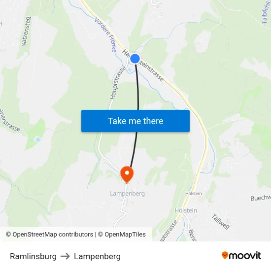 Ramlinsburg to Lampenberg map