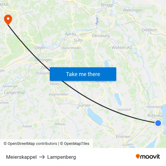 Meierskappel to Lampenberg map