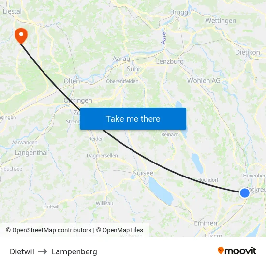 Dietwil to Lampenberg map