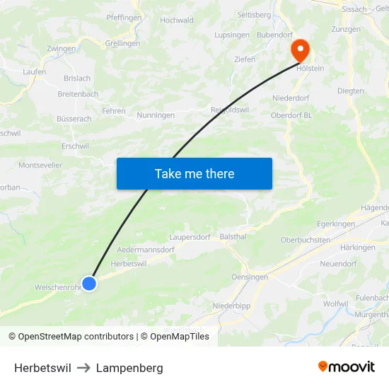 Herbetswil to Lampenberg map