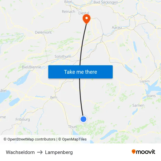 Wachseldorn to Lampenberg map