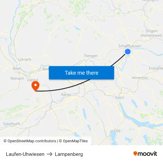 Laufen-Uhwiesen to Lampenberg map