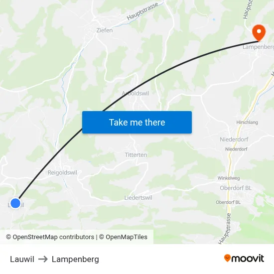 Lauwil to Lampenberg map