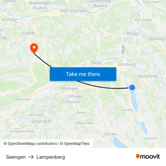Seengen to Lampenberg map
