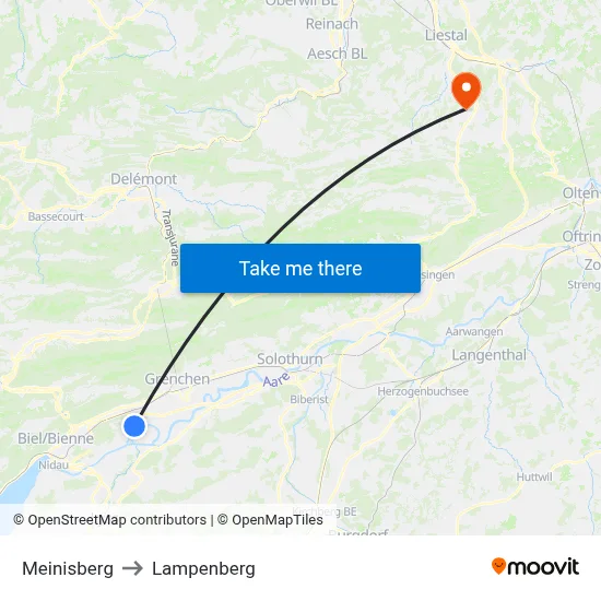 Meinisberg to Lampenberg map