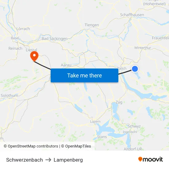 Schwerzenbach to Lampenberg map