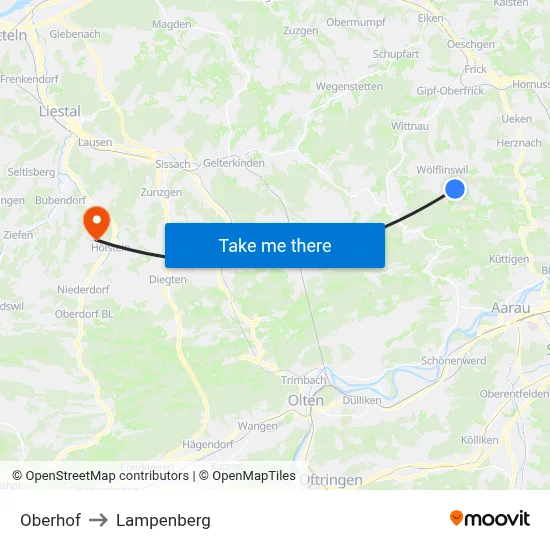 Oberhof to Lampenberg map