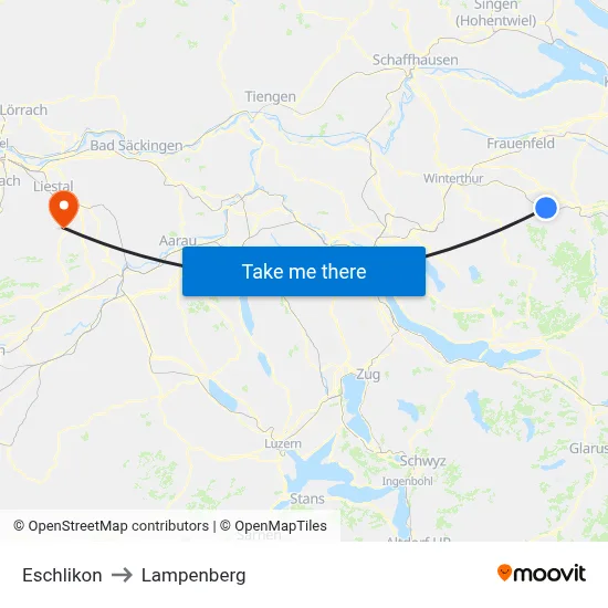 Eschlikon to Lampenberg map