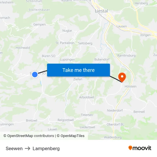 Seewen to Lampenberg map
