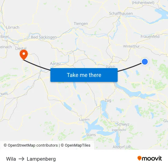 Wila to Lampenberg map