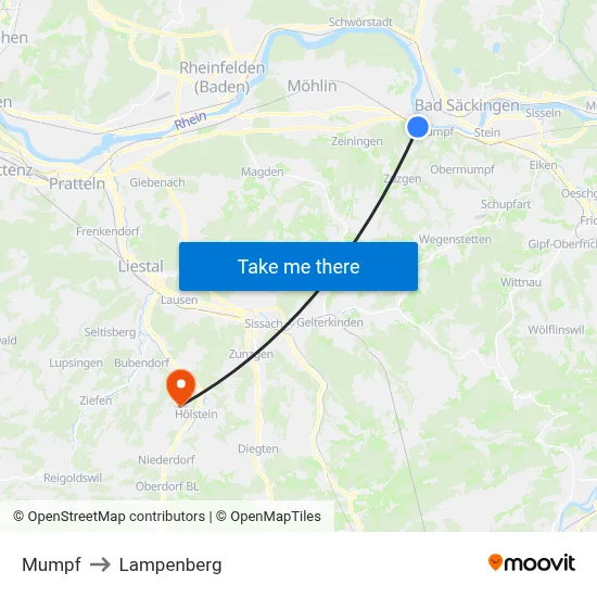 Mumpf to Lampenberg map