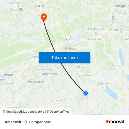Alberswil to Lampenberg map