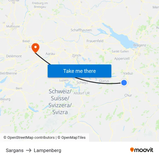 Sargans to Lampenberg map