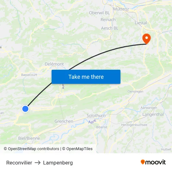 Reconvilier to Lampenberg map