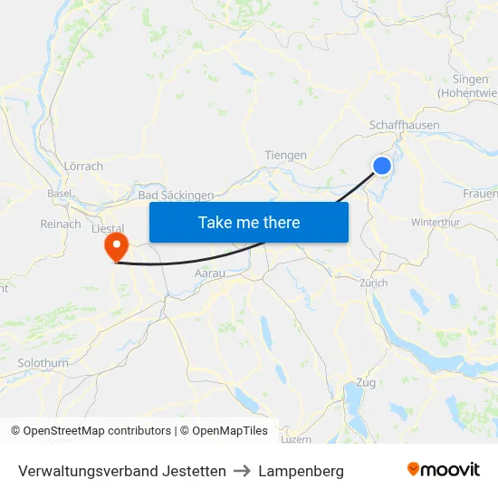 Verwaltungsverband Jestetten to Lampenberg map