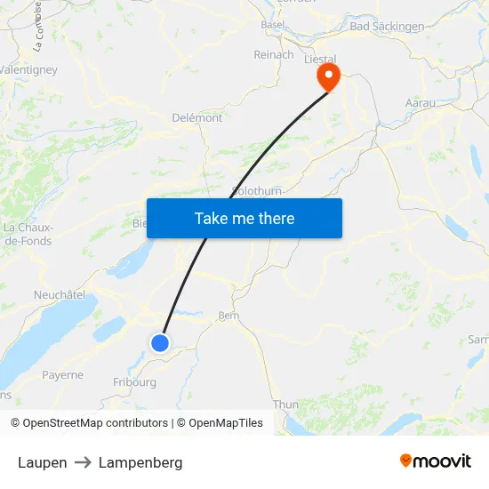 Laupen to Lampenberg map