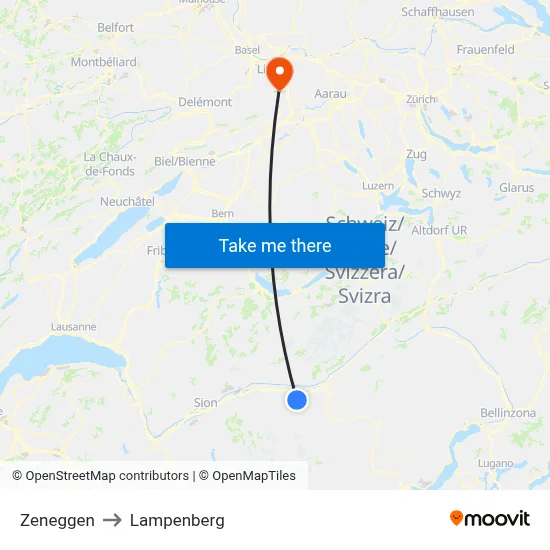 Zeneggen to Lampenberg map