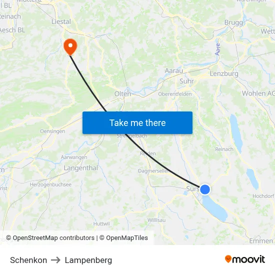 Schenkon to Lampenberg map