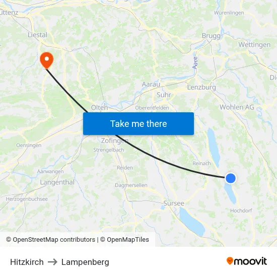 Hitzkirch to Lampenberg map