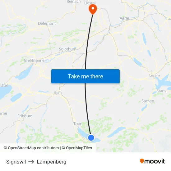 Sigriswil to Lampenberg map