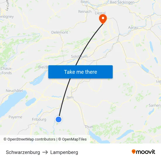 Schwarzenburg to Lampenberg map