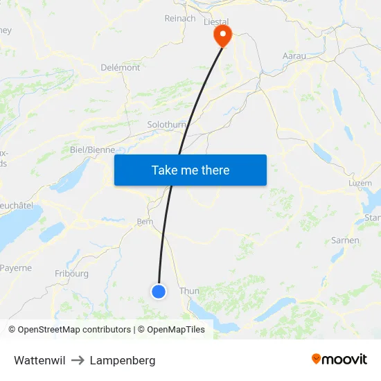 Wattenwil to Lampenberg map