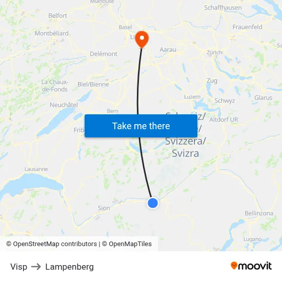 Visp to Lampenberg map
