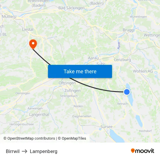 Birrwil to Lampenberg map