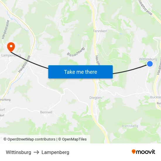 Wittinsburg to Lampenberg map