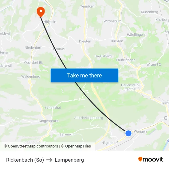 Rickenbach (So) to Lampenberg map