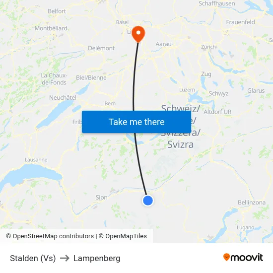 Stalden (Vs) to Lampenberg map
