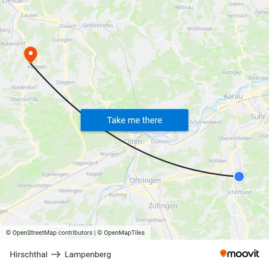 Hirschthal to Lampenberg map