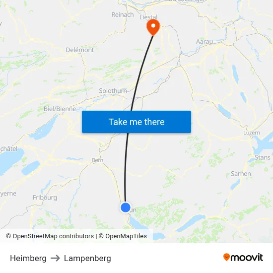 Heimberg to Lampenberg map