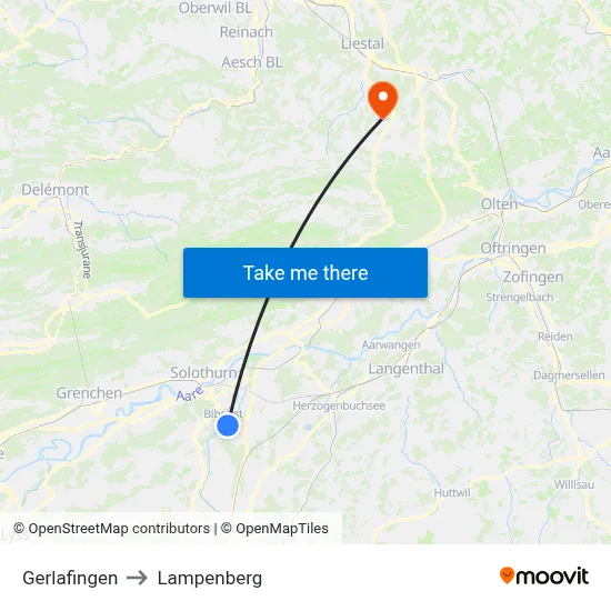Gerlafingen to Lampenberg map
