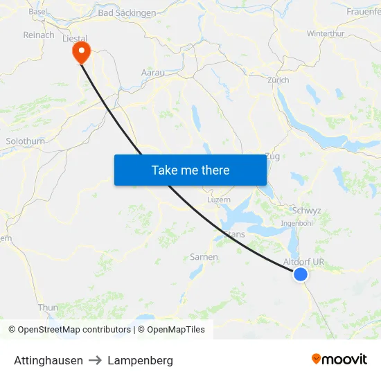 Attinghausen to Lampenberg map